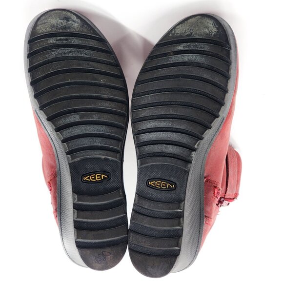 KEEN Red Leather Wedge Heel Ankle Boots Zip - Picture 7 of 7